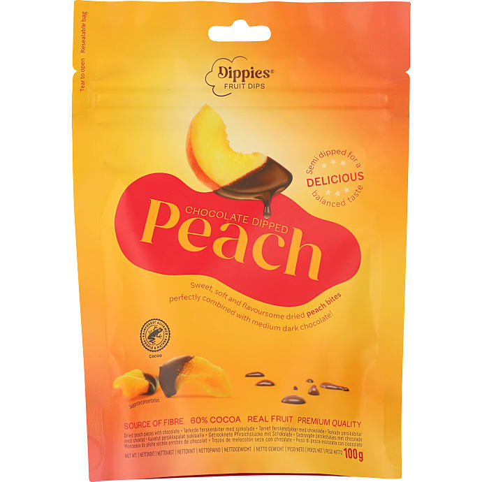 Fruit Dips Tørret fersken med chokolade 100 g
