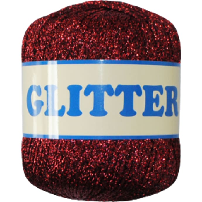 Lurex Glitter Garn Rød