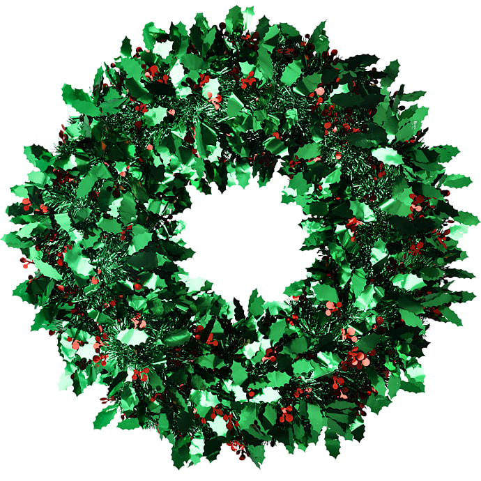 Julefryd dørkrans med lamettablade D: 60 cm - grøn