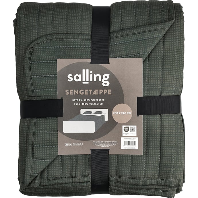 Salling sengetæppe 200x240 cm - printet grøn struktur