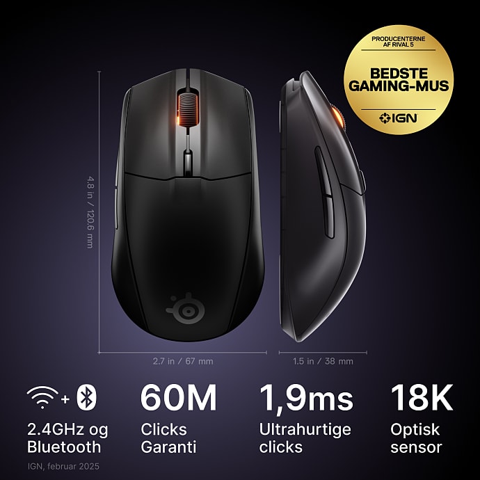 SteelSeries Rival 3 trådløs mus