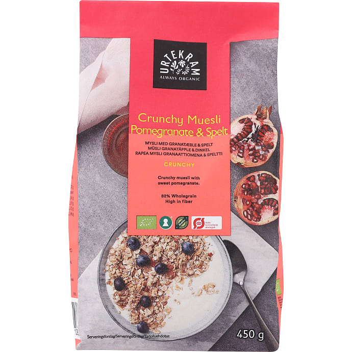 Urtekram Crunchy Muesli Granatæble Spelt Øko