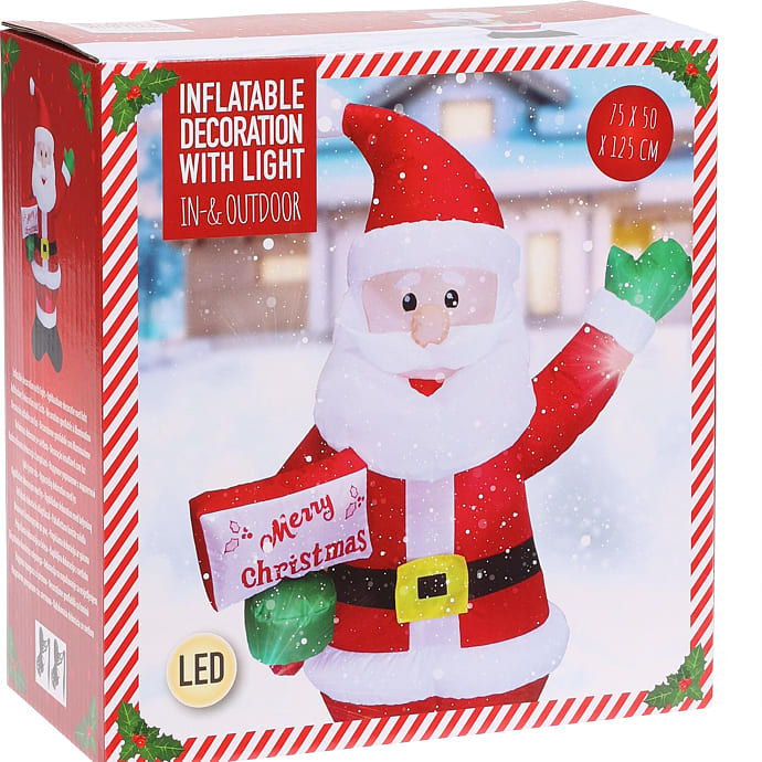 Oppusteligt julemand H: 125 cm med LED-lys