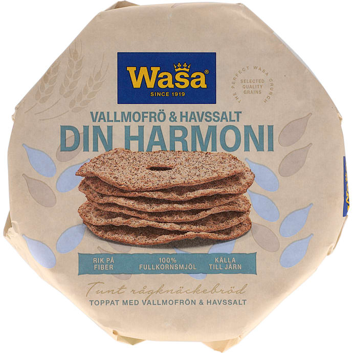 Wasa Fuldkornsknækbrød Valmuefrø & Havsalt 260 g