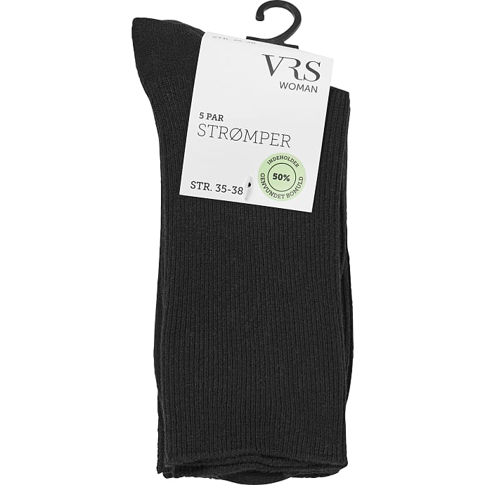 VRS dame 5-pak strømper str. 35/38 - sort