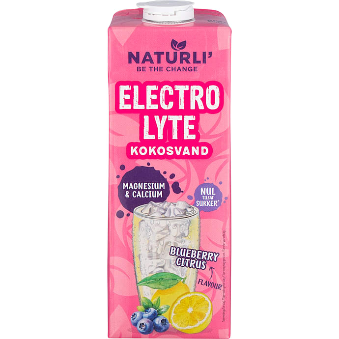 Elektrolyt-kokosvand m. blåbær og citron