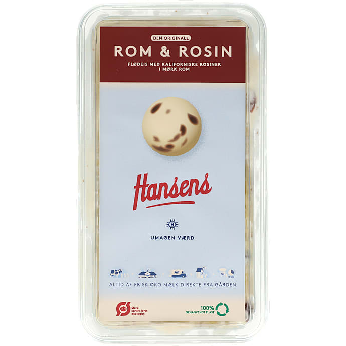 Flødeis m. romsrosiner