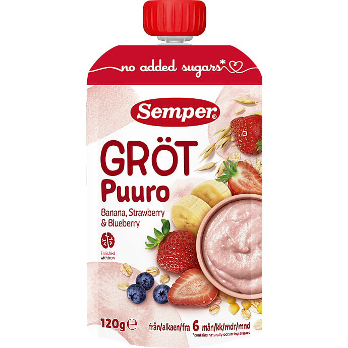 Grødsmoothie m. jordbær og banan fra 6 mdr.