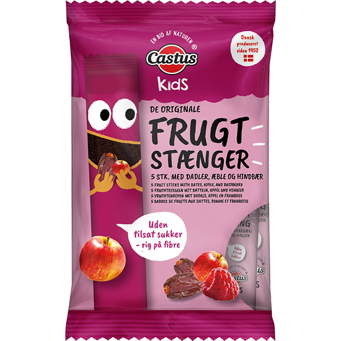 Frugtstænger m. æble og hindbær