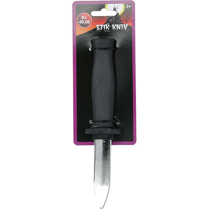 Halloween kniv med kunstigt stik L: 18,7 cm- sort og sølvfarvet