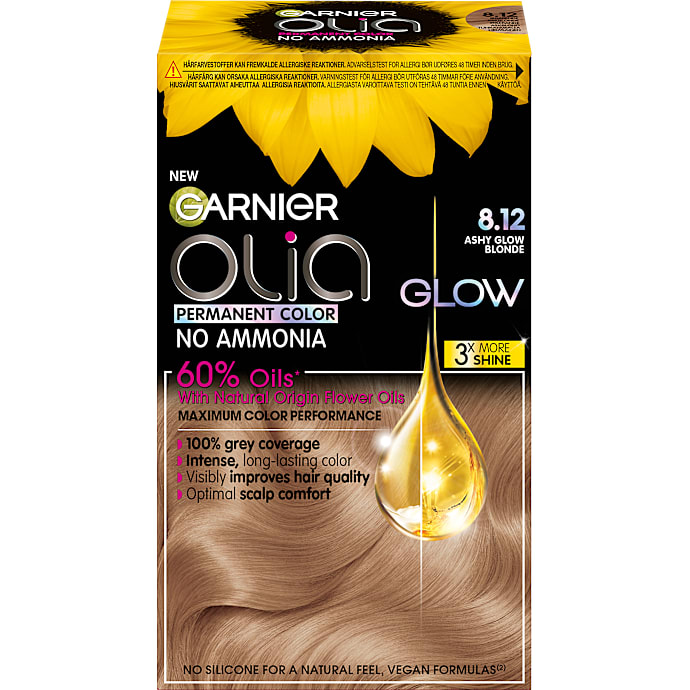 Permanent hårfarve 8.12 Ashy Glow Blonde m. blomsterolie u. ammoniak