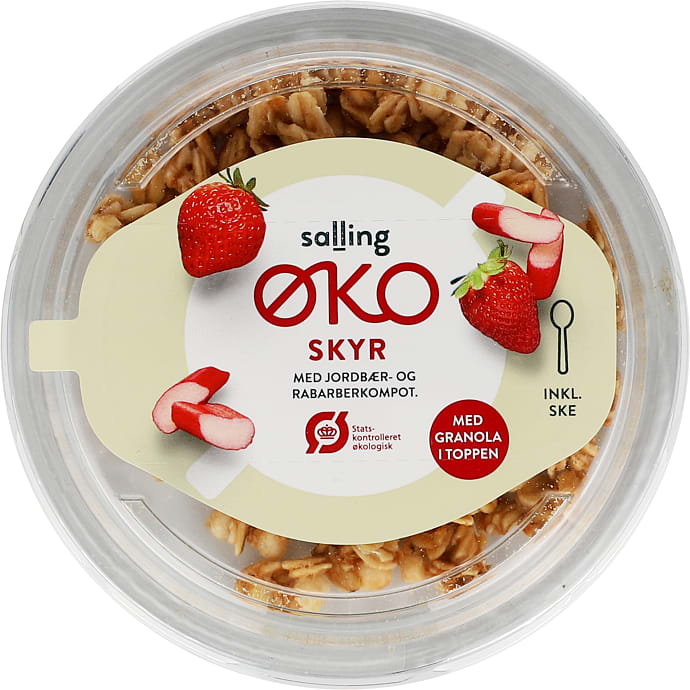 Salling ØKO Skyr jordbær og rabarber 1,5%