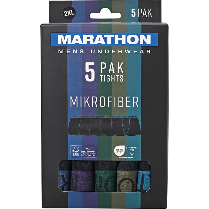 Marathon herre 5-pak tights str. M - sort
