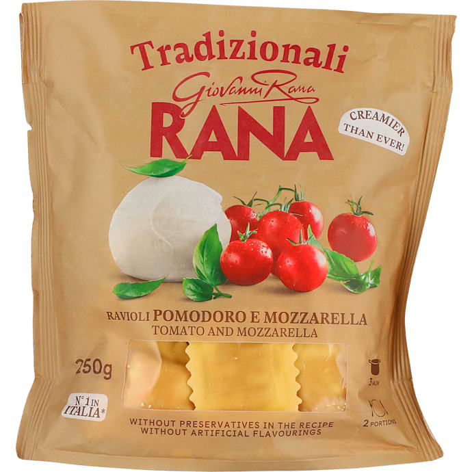 Ravioli m. tomat og mozzarella