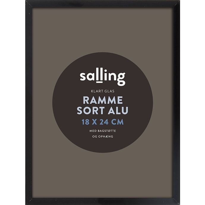 Sort ramme m. glas - 18x24 cm