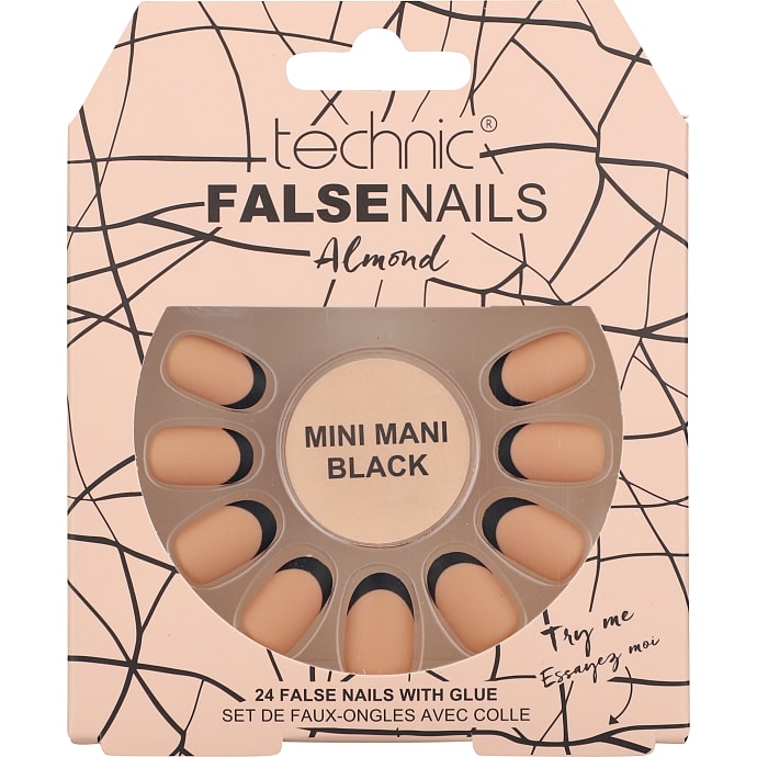 Kunstige negle Almond Mini Mani Black