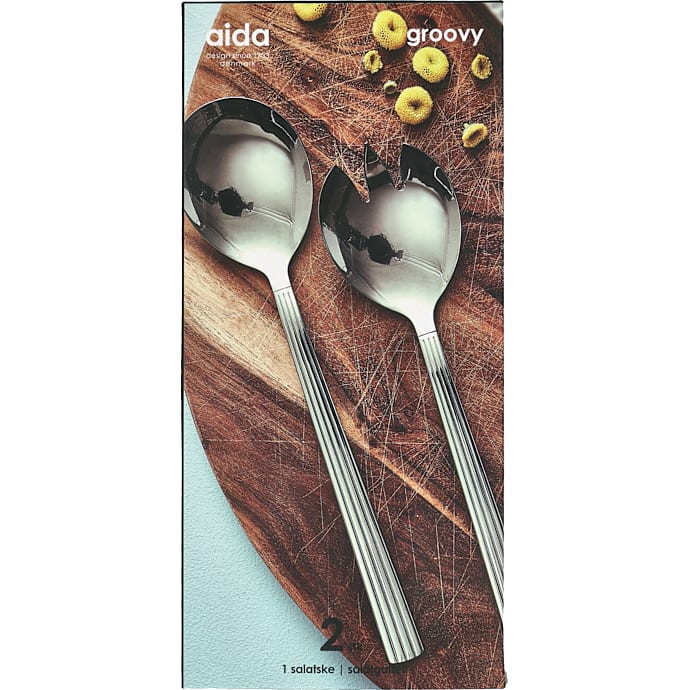 Aida Groovy salatbestik 2 dele - rustfrit stål