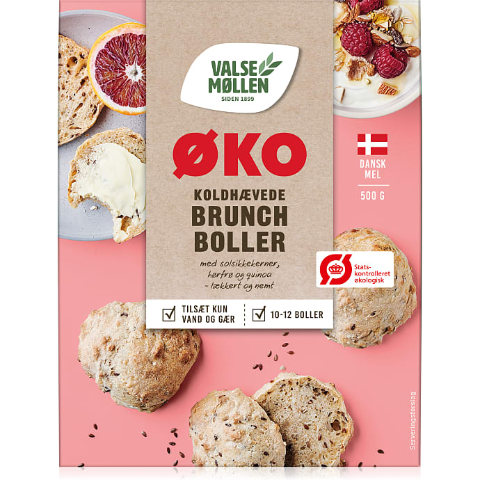 Koldhævede brunchboller m. solsikkekerner, hørfrø og quinoa øko