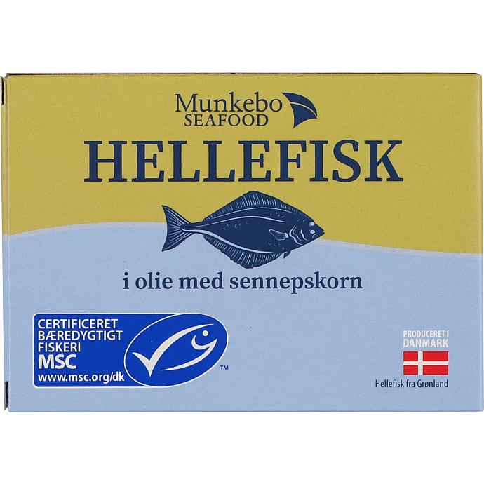 Hellefisk i olie m. sennepskorn