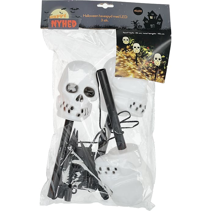Halloween have spyd med LED 3-pak - flere varianter - assorteret