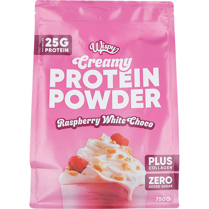Wispy Raspberry White Choco Proteinpulver m. Hindbærsmag