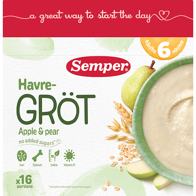 Grød m. æble og pære fra 6 mdr.