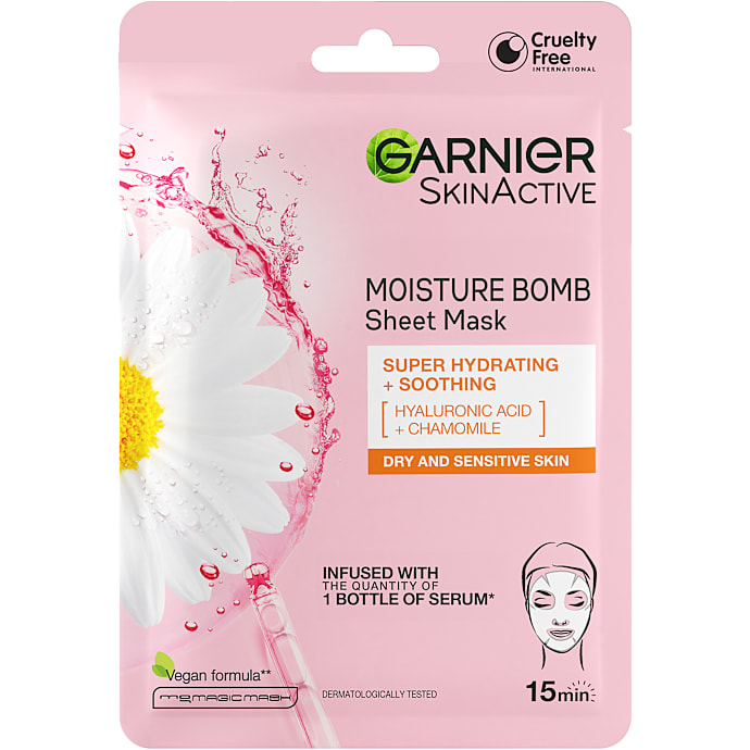 Moisture Bomb ansigtsmaske m. kamille og hyaluronsyre tør og sensitiv hud