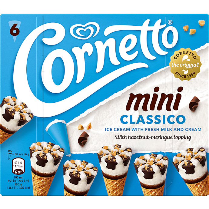 Cornetto Flødeisvafler med topping og chokoladeovertræk 360 ml
