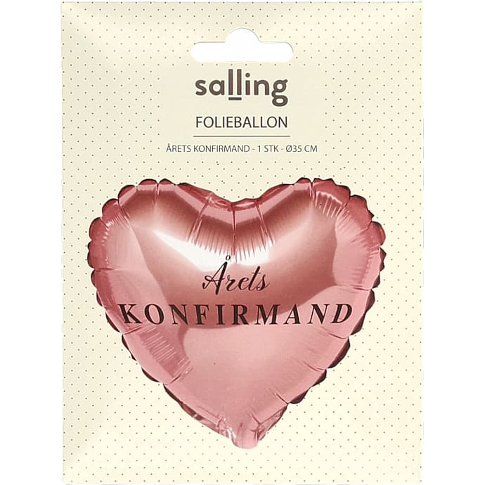 Salling Folieballon hjerteformet Årets konfirmand rosa