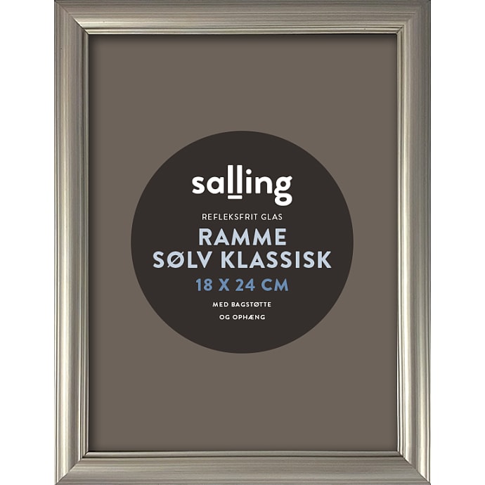 Salling Klassisk Sølvfarvet Ramme med Refleksfrit Glas 18x24 cm