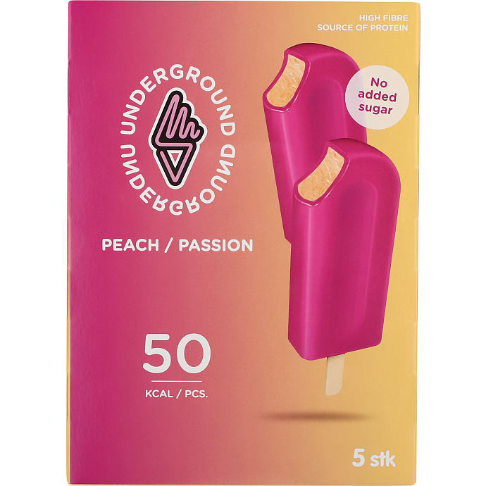 Limonadeis m. fersken- og passionsfrugtsmag