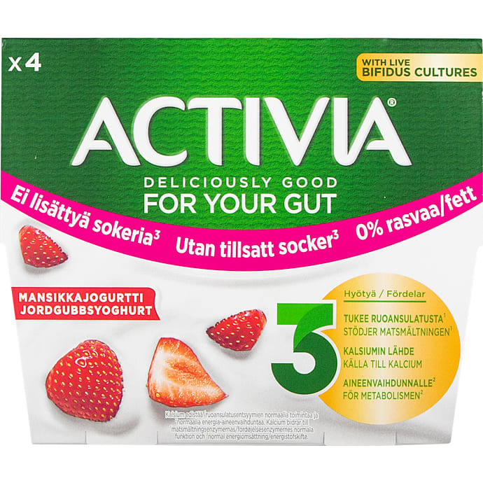 Yoghurt m. jordbær 0% fedt