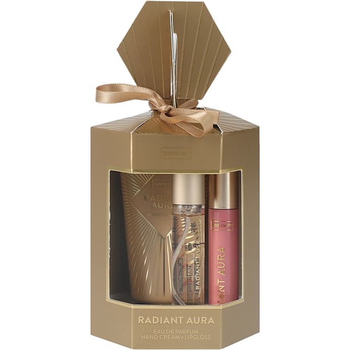 Radiant Aura gaveæske m. Eau de parfum, håndcreme og lipgloss