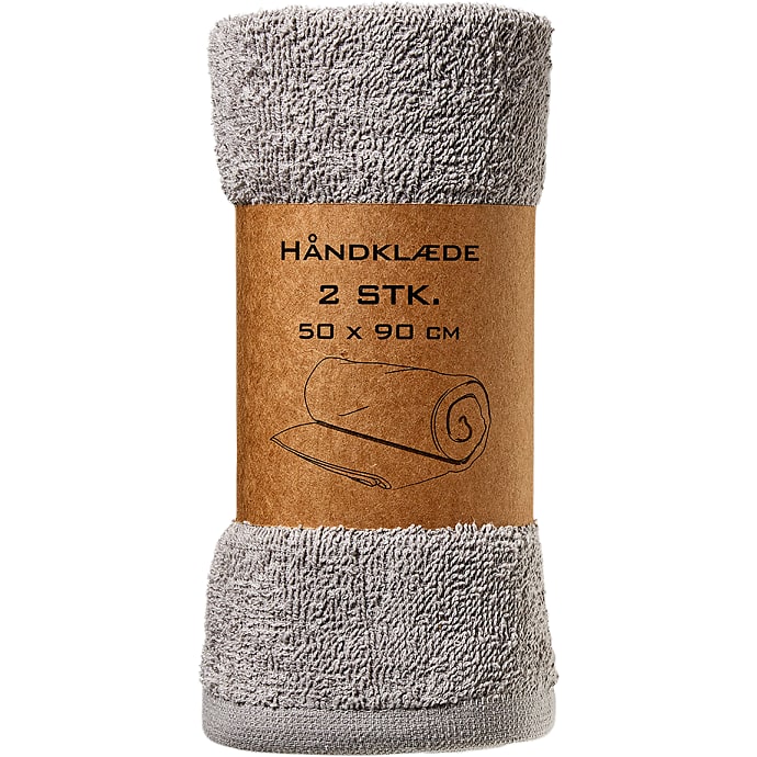 BASIS Håndklæde 2-pak 50x90 cm grå