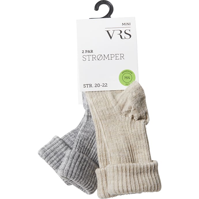 VRS baby 2-pak strømper str. 20/22 - råhvid/grå