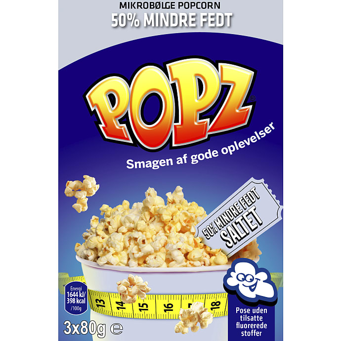 Popz Popcorn med salt til mikrobølgeovn