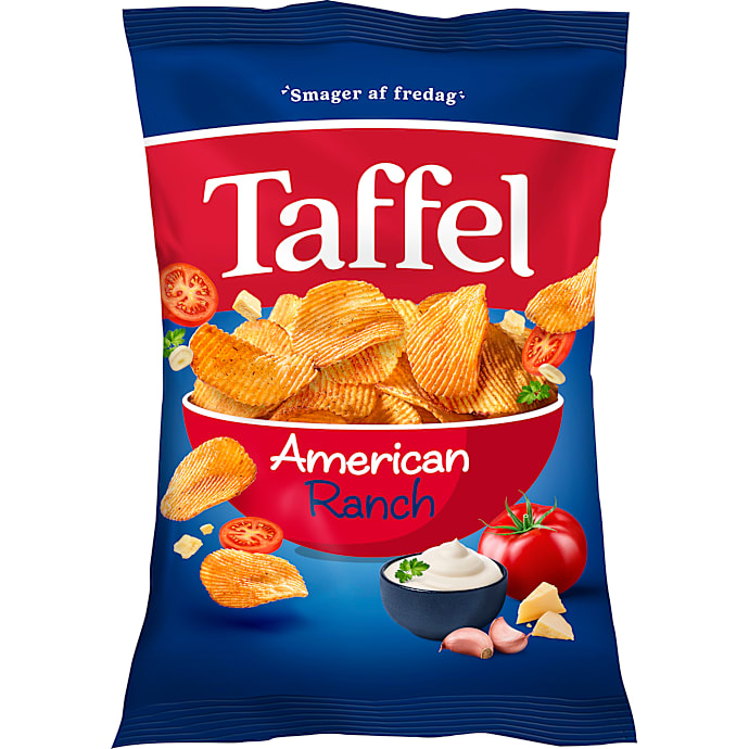 Taffel Chips Med Ost, Løg, Tomat, Hvidløg Og Sour Cream