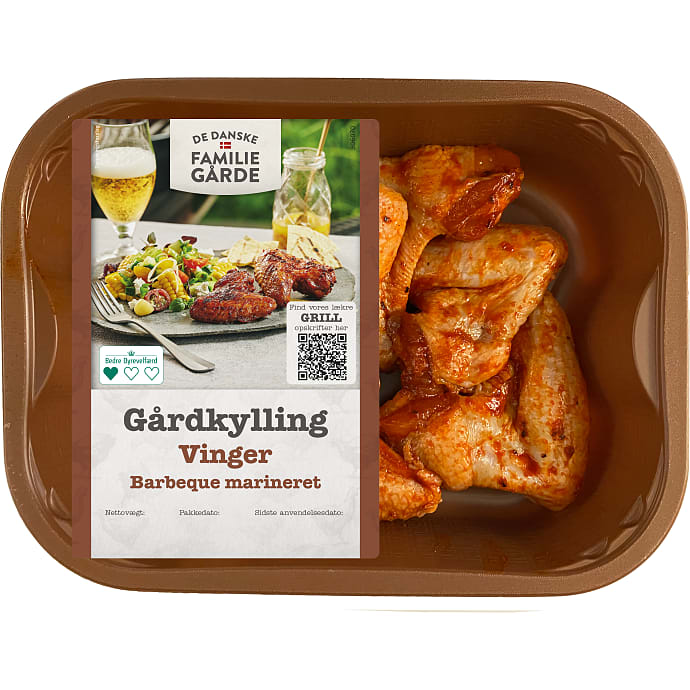 De Danske Familiegårde Kyllingevinger m. barbecue 450 g