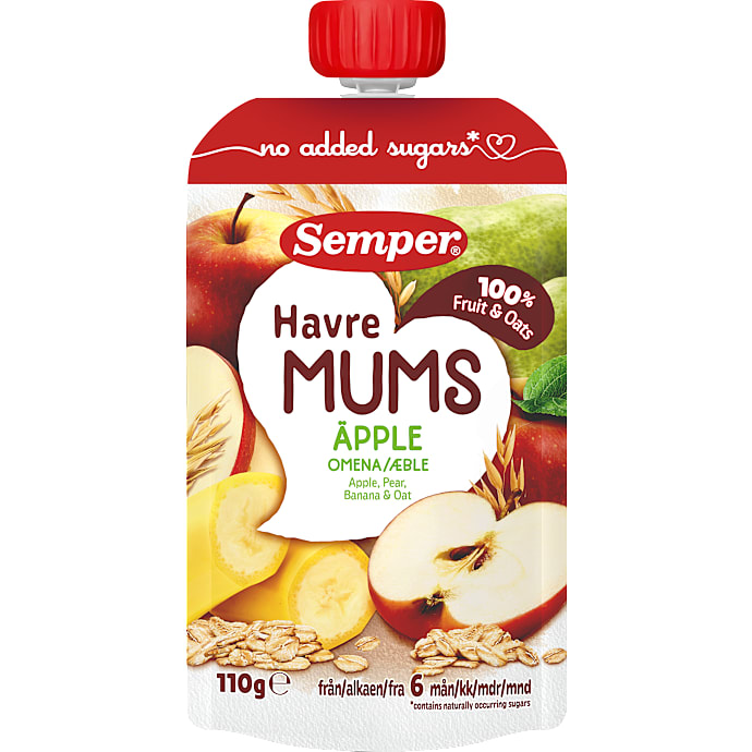Semper Frugtmos m. havre, æble, pære og banan
