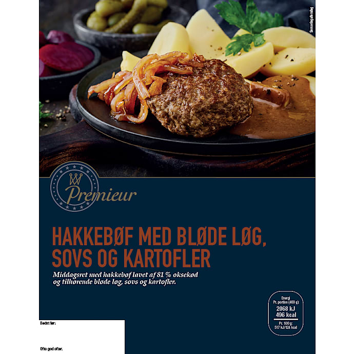 Premieur Hakkebøf m. kartofler og løg 400 g