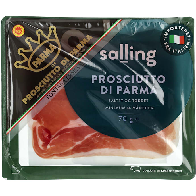 Saltet og tørret italiensk parmaskinke i skiver