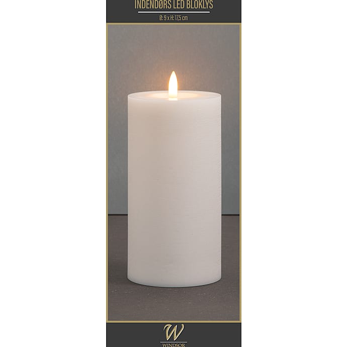 Windsor LED bloklys Ø9x17,5 cm - hvid