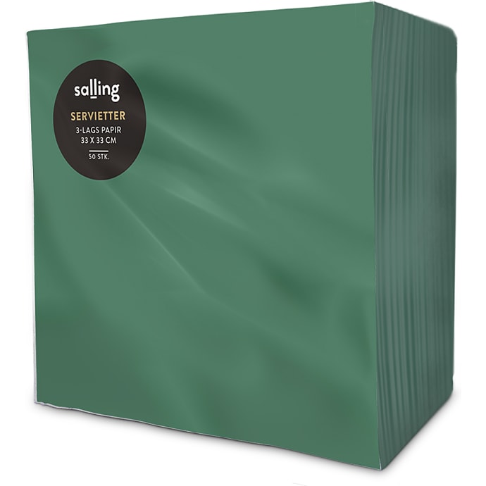 Salling ensfarvede servietter 33x33 cm 50-pak - Flaskegrøn