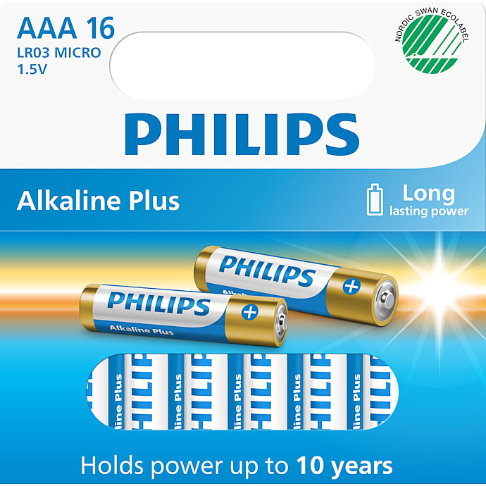 Philips Alkaline Plus AAA batterier 16-pak