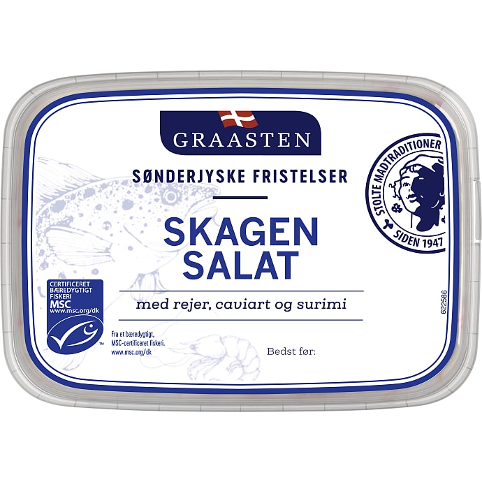 Skagensalat m. rejer og surimi