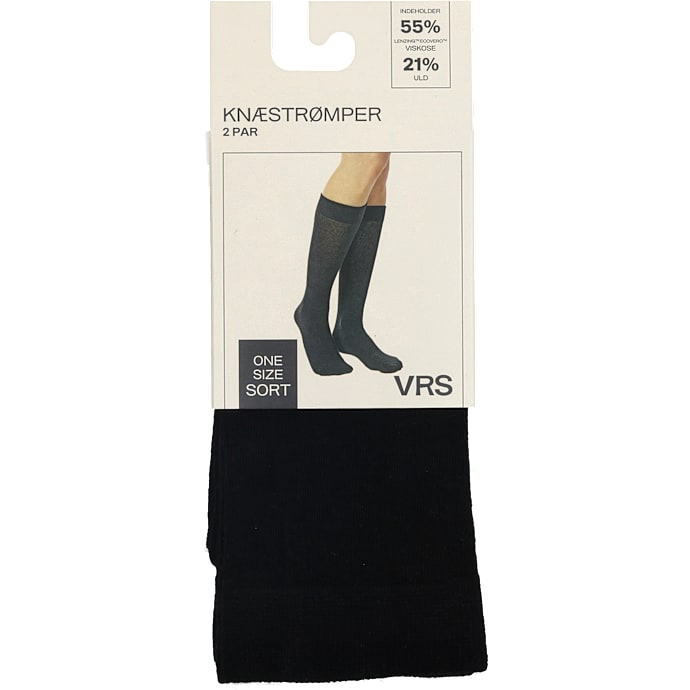 VRS dame 2-pak knæstrømper str. onesize - sort