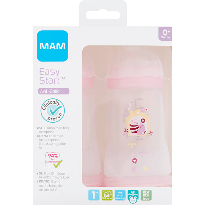 MAM Sutteflaske Slow Flow Anti-Kolik 260 ml 2 stk