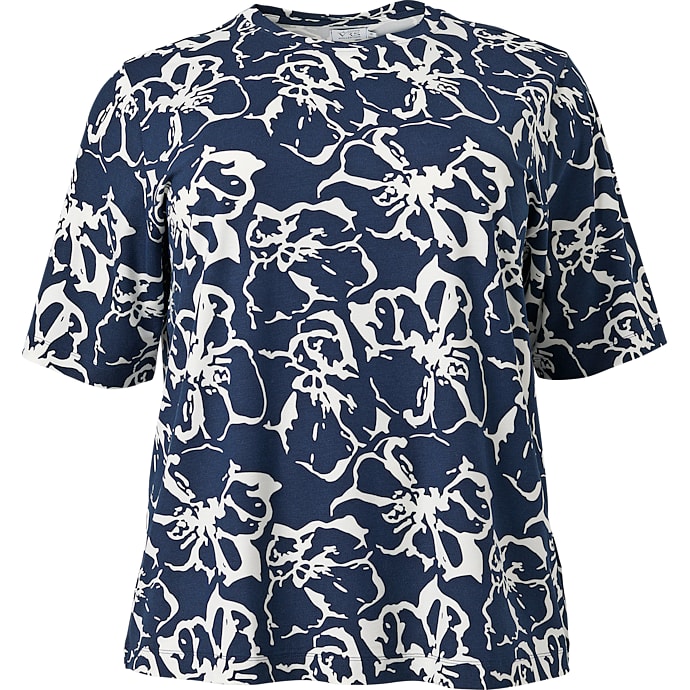 VRS dame blomstret oversize T-shirt str. 46 - navy