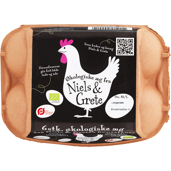 Niels & Grete Økologiske Æg M/L 6 stk
