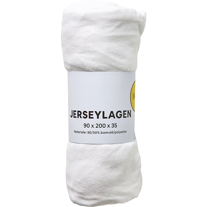 BASIS jersey stræklagen 90x200x35 cm - hvid